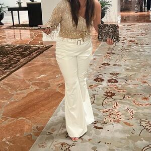 White Pleather Flares/Bell Bottoms